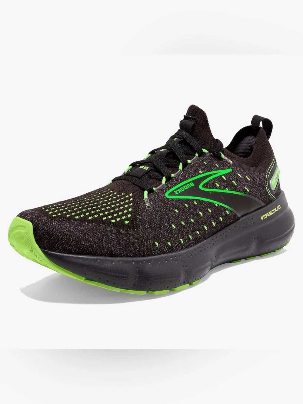 Brooks Glycerin 20 Men’s 10 Black Green Running Shoes Athletic Sneakers EU 44